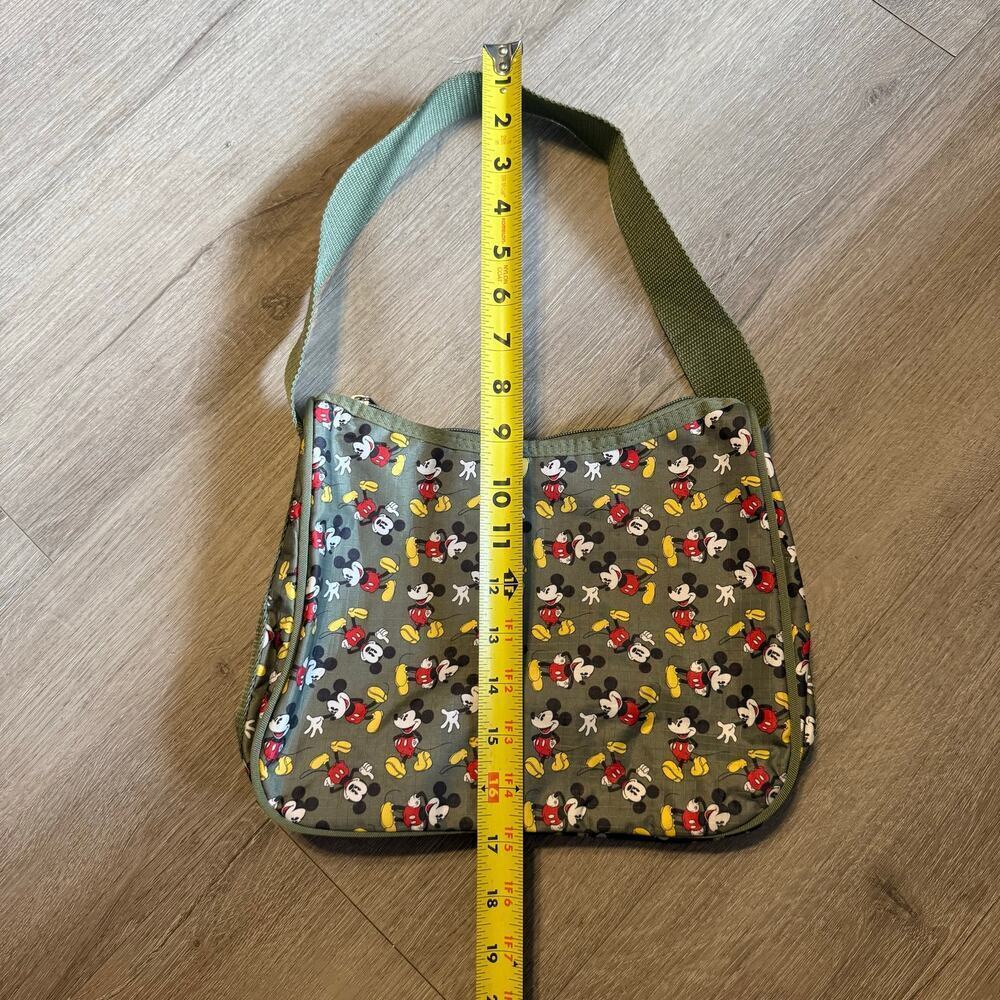 Disney Mickey Mouse Olive Green Nylon Shoulder Bag Purse - Picture 7 of 7